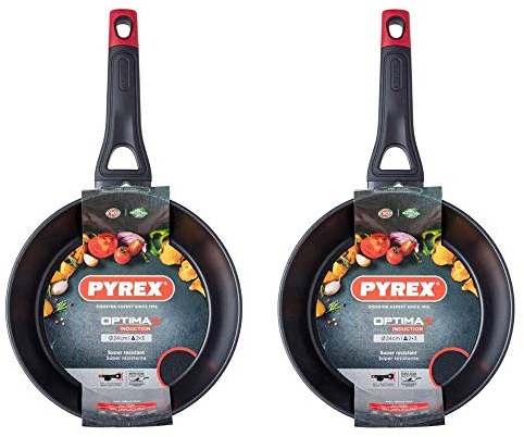 Pyrex Optima Deep Frying Pan Non Stick Coating with Handle 24cm (Pack of 2)