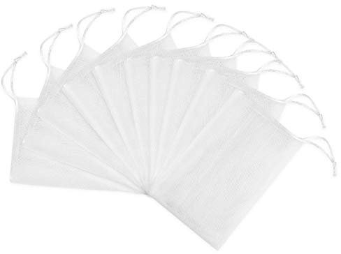 POFET 10 x Schaumstoff-Netze, Peeling-Netz, Seifen-Beutel, Seifenbeutel, mit Kordelzug.