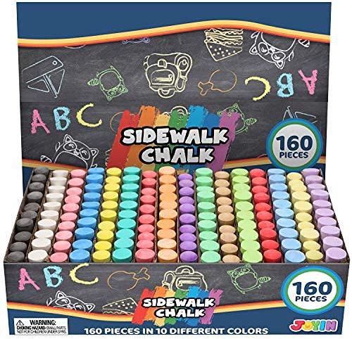 JOYIN 160 Stück Straßenmalkreide für Kinder Abwaschbare straßenmalkreide Set Ungiftige Jumbo-Kreide Waschbare Jumbo Kreide for Outdoor Art Play, Painting on Malkreid Tafel, Kreide Großpackung