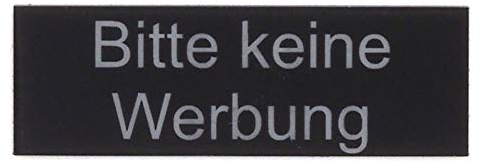 Gravurheim - Briefkastenschild Türschild individuelle Gravur Name | selbstklebend - personalisiert | Kunststoff - Plastik | viele Farben und Größen (Bitte keine Werbung, Schwarz-Silber)