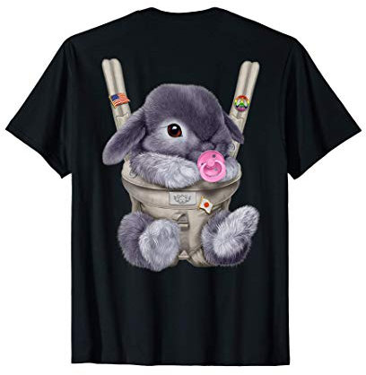 Lapin nain bleu avec tétine dans le porte-bébé T-Shirt