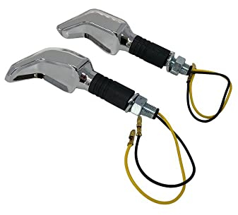 Highway Hawk Blinker LED Speed in Chrom/Langer Stiel/E-Prüfzeichen/ M10x1,25x2 (2 Stck)