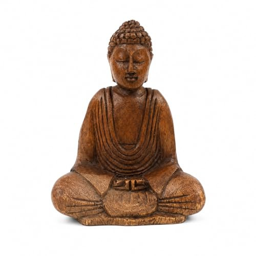 Handgeschnitzter Buddha | Buddha-Statue aus Holz handgeschnitzt 15 cm