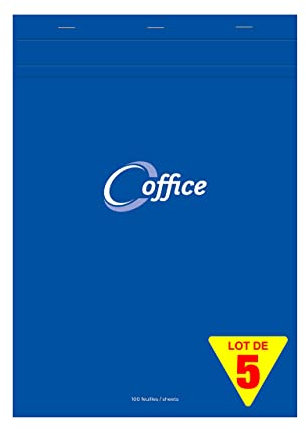 Calligraphe 15854C Un Lot de 5 Blocs Office Agrafés en Tête Bleus (une Marque de Clairefontaine) - A4 21x29,7 cm - 100 Feuilles Petits Carreaux - Papier 56 g - Couverture Semi Enveloppante