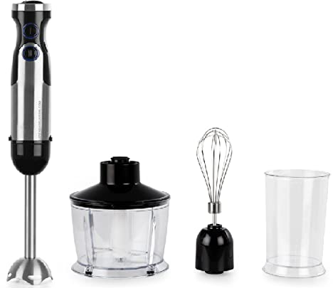 Batidora de mano. Potencia 1200W. Accesorios: picador universal, vaso mezclador y batidor de alambre.