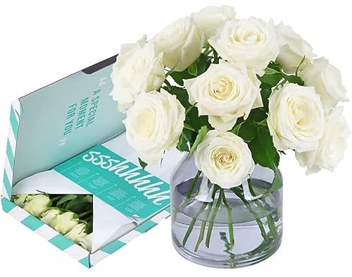 BloomPost White Roses - Letterbox Gift - Fresh Flowers Delivered - Bouquet Perfect for Mothers Day, Birthdays, Anniversaries and Thank You Gifts - Next Day Free UK Delivery