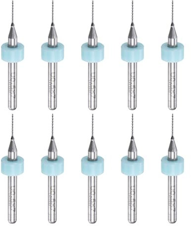 sourcing map Micro PCB Drill Bit Set, 1/8 Shank 0.5mm Solid Tungsten Carbide CNC Engraving Print Circuit Board Drill Bits Rotary Tool 10pcs