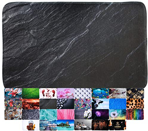 Sanilo Badteppich, viele schöne Badematten zur Auswahl, Badvorleger sehr weich und rutschfest, waschbar und schnelltrocknend (Granit, 50 x 80 cm)