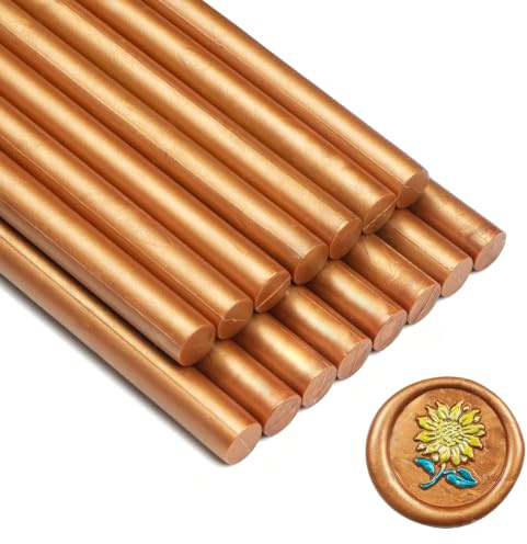 Wax Seal Stick, Zifospy 15 Pieces Glue Gun Wax Seal Sticks for Wax Seal Stamp, Coffee Gold Sealing Wax Sticks for Wedding Invitations, Cards, Envelopes