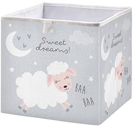Sweet Dreams Schaf-Illustration Open Home Aufbewahrungsbehälter Große Kapazität Spielzeug Geschenke Aufbewahrung Organizer Würfel Schrank Körbe Wäschekorb 28 x 28 x 28 cm