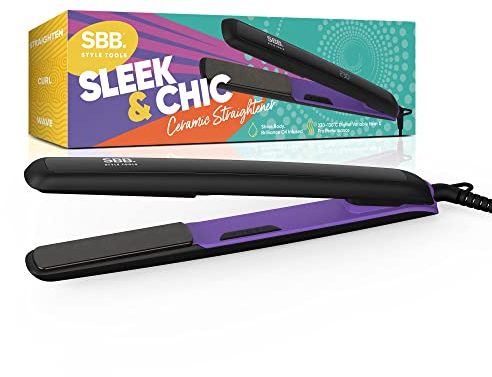 SBB Sleek & Chic Pro Digital Ceramic Hair Straighteners - Ceramic Plates for Styling, Straightening, Curling - Ultra Fast Heat, Variable Settings, Auto Shut Off, Infused with Macadamia & Argan Oil