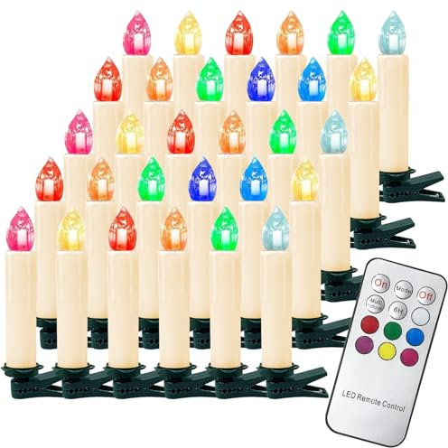 Gotoll 50er LED Weihnachtskerzen RGB Bunt Christbaumkerzen Kabellos Kerzen mit Fernbedienung Timer Kerzenlichter IP44 Wasserdicht,Dimmbar Flackernde für Weihnachtsbaum Weihnachtsdeko