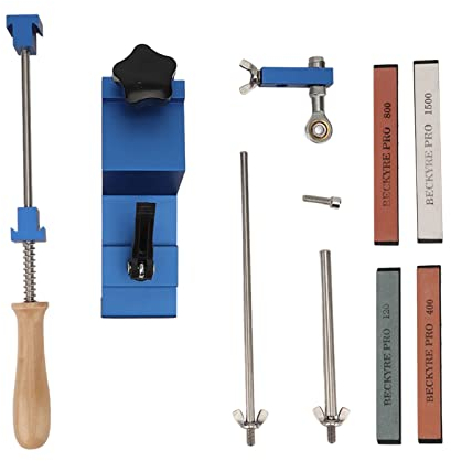 Affilacoltelli Professionale, Jadeshay Sistema di Affilatura coltelli da cucina,affilacoltelli ad Angolo Fisso con 4 Mole,Regolazione Flessibile,per Affilare la cucina professionale