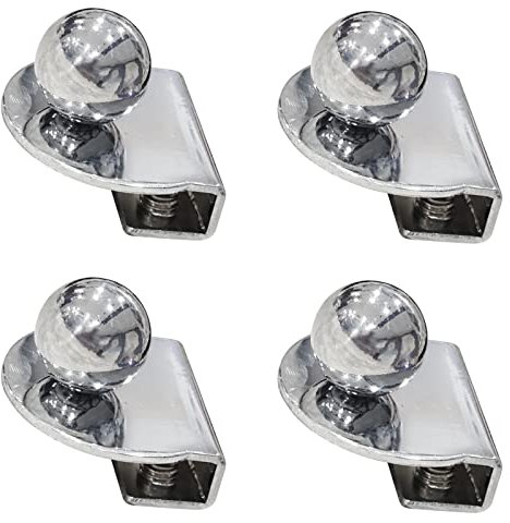 Xiaoyztan 4 Pcs Glass Door Clip with 0.85-Inch Ball Knob Glass Cabinet Showcase Sliding Door Window Pull Handles Fit for 5-8mm Panel Thickness
