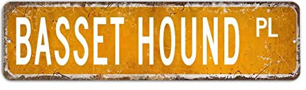 Basset Hound Street Sign, Basset Hound Lover Gift, Basset Hound Metal Sign Street Sign Vintage Rustic Retro, 8 X 30 CM