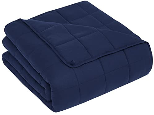 CUTEKING Weighted Blanket for Adults(15lbs, 60x80, Queen, Navy Blue)Heavy Blanket for 140-150lbs, Weighted Blanket for Cooling & Heating with Premium Glass Beads, Thick Blanket for Adult All-Season