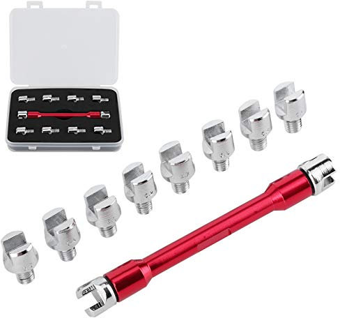 Camrusic Motorrad-Speichenschlüssel-Set, CNC, 5,0–6,8 mm, 93 mm, für die meisten Fahrräder (rot)