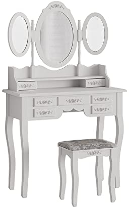 Vicco Schminktisch Diana, Weiß, 85 cm mit Hocker