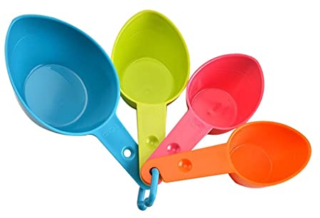 Anoudon 4 cucchiai dosatori in plastica, impilabili, per cucina, cottura, cottura, plastica, misurino combinazione, farina, cucchiai dosatori