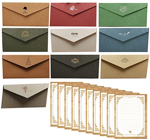 Operitacx 10sätze Einladungsumschläge aus Hochwertigem Papier Briefumschlag für Hochzeit Geburtstag Party mit Schreibpapier für Grußkarten Einladungen Geschenkkarten