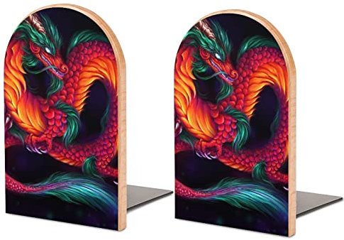 Étagère en Bois de Dragon Rouge Serre-Livres antidérapants Serre-Livres Mignons Cadeaux pour la Lecture Accessoires de Bureau