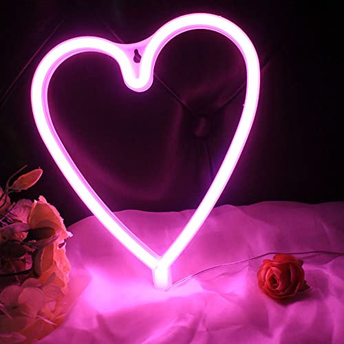 DAKABUKA Herz-Neonschilder, LED-Nachtlichter für Wanddekoration, USB- oder Batterie-Schilder für Schlafzimmer, Geburtstagsparty, Valentinstag, Weihnachten, Wohnzimmer
