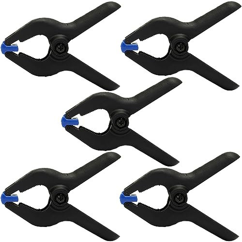 AERZETIX - C68494 - Set di 5 pinze a molla 115mm - apertura ganasce 50mm - in polipropilene e fibra di vetro