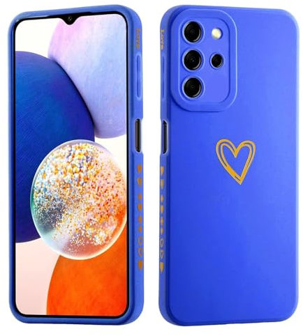 LENGRACE für Samsung Galaxy S20 Plus Liebesmuster Hülle,Galvanik Goldfarbene Herzmuster Stilvoll für Mädchen Frauen Stoßfeste Silikon TPU Handyhülle-Navy blau