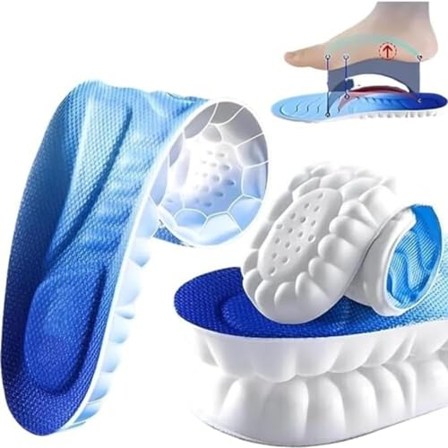 4d Cloud Comfort Boosting Massage Insoles, 4D Memory Foam Thermal Insoles with Arch Support for Men and Women (Large 43-44)