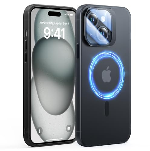 ONOFSO Cover iPhone 15 Plus, Protezione Anti-Caduta di Grado Militare, Compatibile Con la Ricarica Wireless MagSafe, Custodia Magnetica Ultra Sottile Antiurto da 6.7 Pollici, Serie Stand, Borgogna