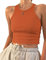 PLOKNRD Damen Ärmellos Racerback Rundhals Tank Top Dunkelorange M