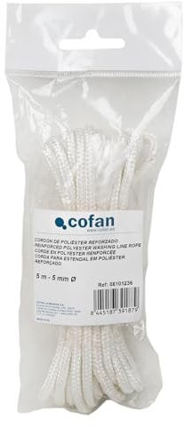 Matassa di cordone in poliestere rinforzato 5 mm 5 m bianco