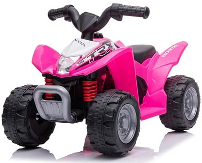 Mini Quad elettrico per bambini con Licenza Ufficiale Honda TRX250X 6V di Mondial Toys ATV con Luci a LED e Suoni integrati Rosa