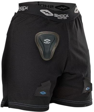 Shock Doctor Youth Girl Loose Hockey Shorts with Pelvic Protector Included. for Youth Women Black