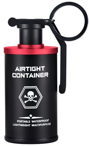 Aufew Taktische Pillendose aus langlebigem Aluminium, luftdichter Pillenhalter mit Schlüsselanhänger, 1 Kompartiment, für Reisen, Outdoor, täglichen Gebrauch (Rot)