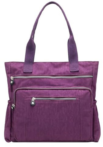 Dachkoffer Taschen Lässige Damen-Handtasche mit Taschen und Reißverschluss, Nylon-Schulter-Aufbewahrungstasche Taschen Beutel Damen (Purple, One Size)