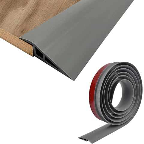 1 m Self-Adhesive Transition Strip, Height Adjustment, PVC Threshold Ramp, Transition Strip, End Transition Profile Height Adjustment, Carpet Edge Strip for Threshold Transitions (Grey)
