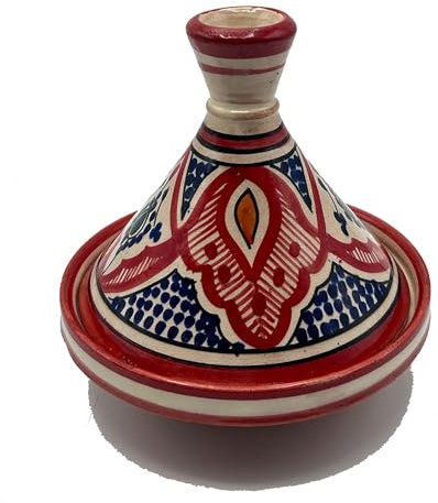 Mini Tajine Porta Spezie in Ceramica di Safi, Dipinto a Mano Diam. 16 Cm 1704241112