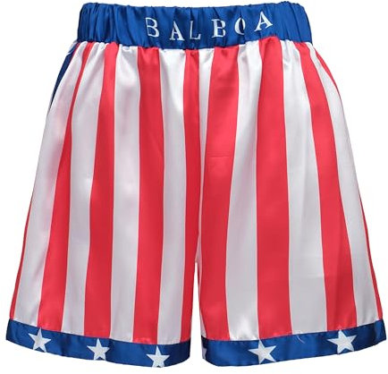 Regenboog Rocky Balboa Boxshorts für Erwachsene, amerikanische Flagge, Boxshorts für Erwachsene, USA-Boxershorts, USA-Shorts, S