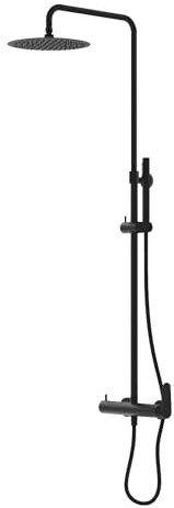 Lavita Cetus Matt Schwarz Duschset Duschen Komplette Dusche Duschgarnitur mit Regendusche Duschbrause Set Armatur Modernes Design