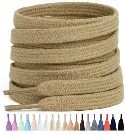 Stepace Cotton Flat Shoe Laces 8mm Wide Shoelaces for Sneaker taupe 100