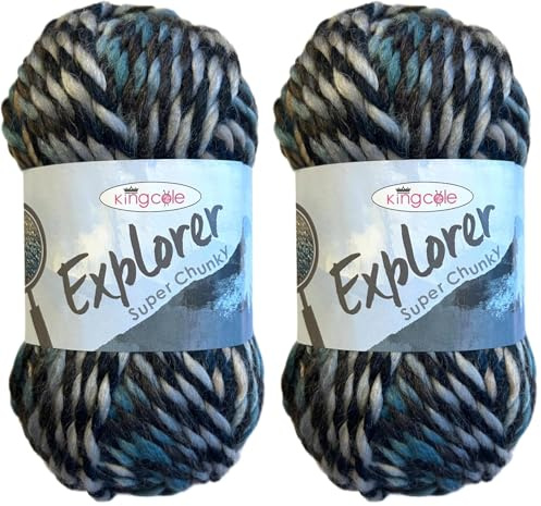 King Cole Explorer Super Chunky 80% Acrylic 20% Wool Knitting Yarn (Scott 4300) (Pack of 2)