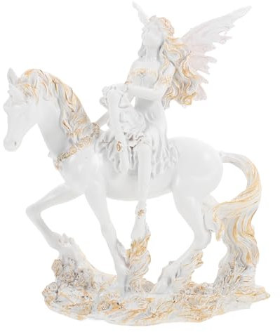 Zerodeko 1stück Engelstatue Aus Resin Mit Pferd Moderne Dekofigur Für Wohnzimmer Esszimmer Und Regaldekoration Stilvolle Garten Und Innendekoration