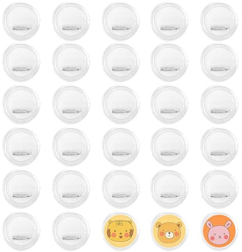 XNJIHWA 30 Pièces Badges Particulier Badge Transparent en Acrylique Badge Rond Personnalisable pour Fournitures D'Artisanat Badges de Bricolage