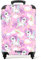 NoBoringSuitcases.com Kinderkoffer Mädchen, Koffer Rosa, Kinder Reisekoffer, Kabinentrolley Mädchen, Handgepäck Rollkoffer, Handgepäck 55x40x20 cm (Bunte Einhörner, Regenbögen und Sterne - Rosa)
