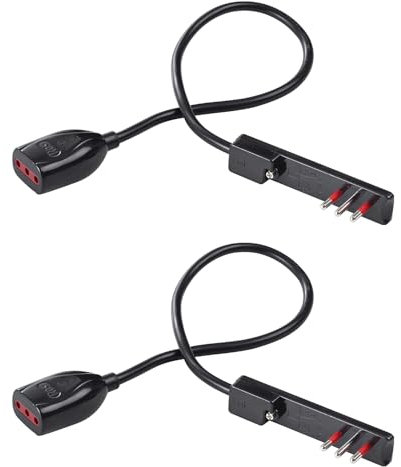 Prolunghe nera da 50cm con spina ultrapiatta 10A e presa 10A, spina piccola, ideale per spazi ristretti, dietro mobili e elettrodomestici, prolunga salva spazio
