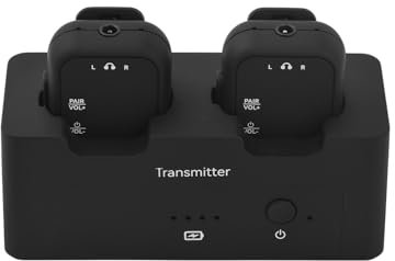 summina 2.4GHz Wireless Earphone Monitor Transmission System Rechargeable 1 Transmitter and 2 Receiver 4 Working Modes Lossless Digital Transmission Sound Quality for Studio