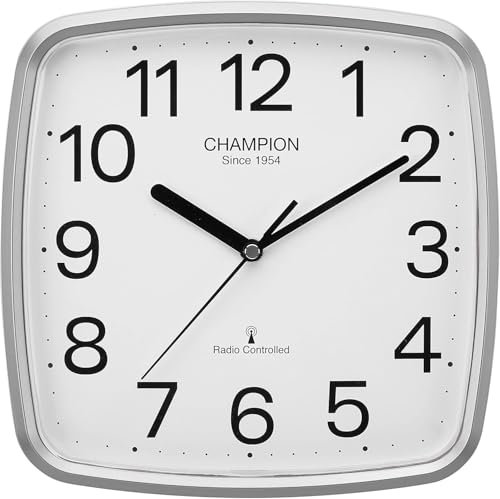 Harts Radio Controlled Wall Clock, 25.4 x 25.4 cm, Silver, MSF Signal UK