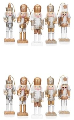 Ipetboom Nussknacker Figur Weihnachten - 10 Stück 13cm Weihnachtsschmuck Nutcracker Soldat aus Holz Puppet Ornaments Geschenke Weihnachtsbaum Hängende Anhänger Statuen für Zuhause Büro und Party