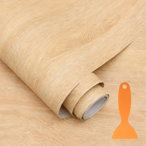 JYYWTSI Lámina Adhesiva para Muebles con Aspecto de Madera, 30 x 200 cm, Autoadhesiva, Mate, Resistente al Agua, Color Marrón, PVC, para Cocina, Encimera, Armario, Mesa, Pared